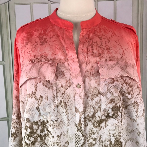 Calvin Klein Womens Blouse Button Front Mock Neck - Picture 5 of 8